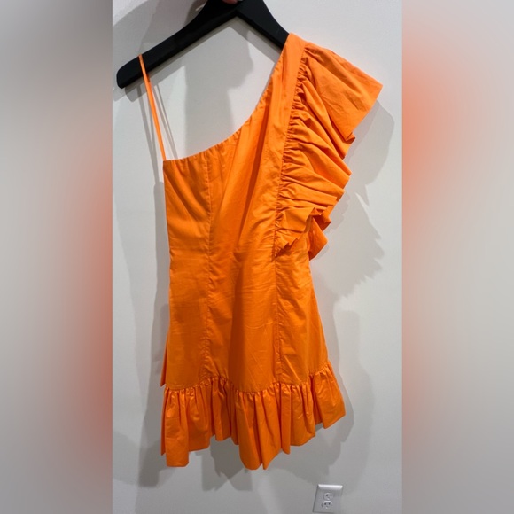 Orange one shoulder dress size small - Picture 2 of 3